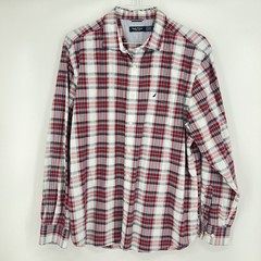 Nautica Men’s button-down plaid shirt red white and blue Size XL 2-62