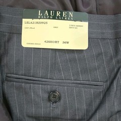 Lauren Ralph Lauren Gray Pinstripe Wool 2-Piece Suit 42 Short 36W 2-Button