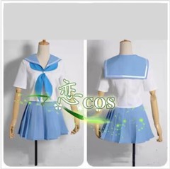 NEW! Girl Pretty Blue and White Sailor School Uniform Cosplay Costume Dress!