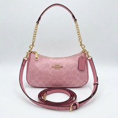 COACH Teri Shoulder Bag In signature canvas/Gold/Powder Pink New CAL51