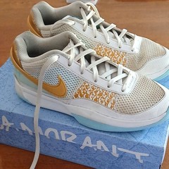 Nike Ja 1 Low Top Lace-Up Sneakers White/Gold/Blue FV1280-100 w/ OG box