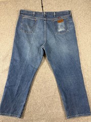 Wrangler Jeans Mens 46×30 Blue Denim Cowboy Cut Relaxed Fit Tapered Leg Whisker