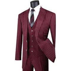 VINCI Men’s Gangster Stripe 3-Piece Suit 38S-62L, 3 Colors, Classic-Fit – NEW