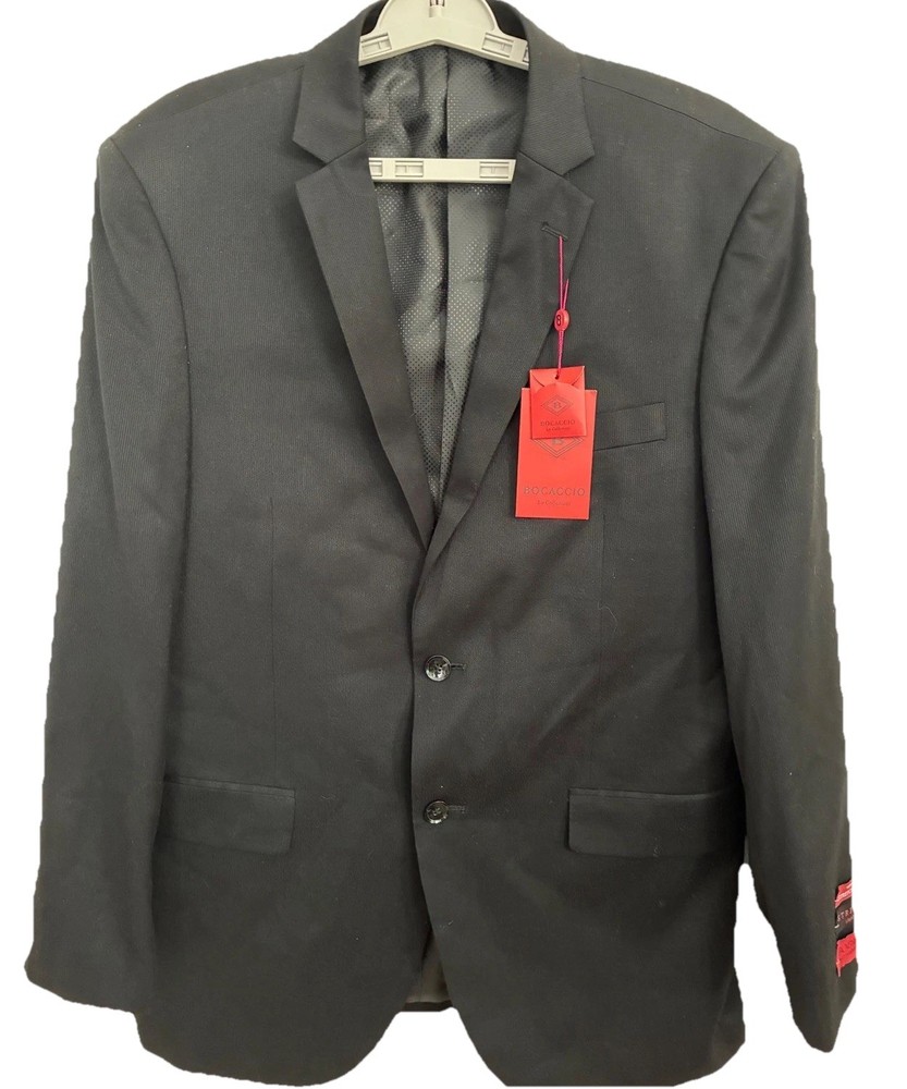 Bocaccio Uomo Blazer Mens 42R Black Paris Performance Stretch Sport Coat Jacket