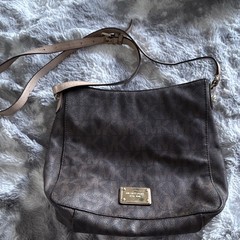 Michael Kors Brown Logo Shoulder Bag Zip Gold Hardware Adjustable Strap