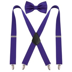Mens Suspender Pre-Tied Bow Tie Set 1.37 Inch Adjustable Elastic Tuxedo Suit