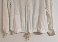 Women’s ZARA W/B Collection Cotton Gauze Chiffon Back LS Tie Waist Top M