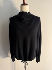 EUC Varley DoubleSoft Betsy Funnel Neck Sweatshirt Black Size Small