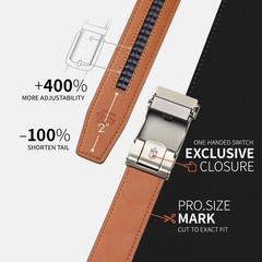 Zitahli Mens Belt 34″ to 48″ Waist Adjustable, Imperial Black/Dark Brown