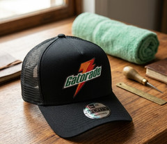 Trucker Hat Black Custom Embroidered Gatorade Logo Adjustable Cap