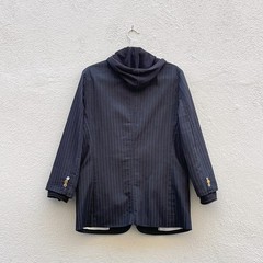 Men’s House Hause of Howe Black & Blue Striped Hoodie Blazer Jacket Size 40