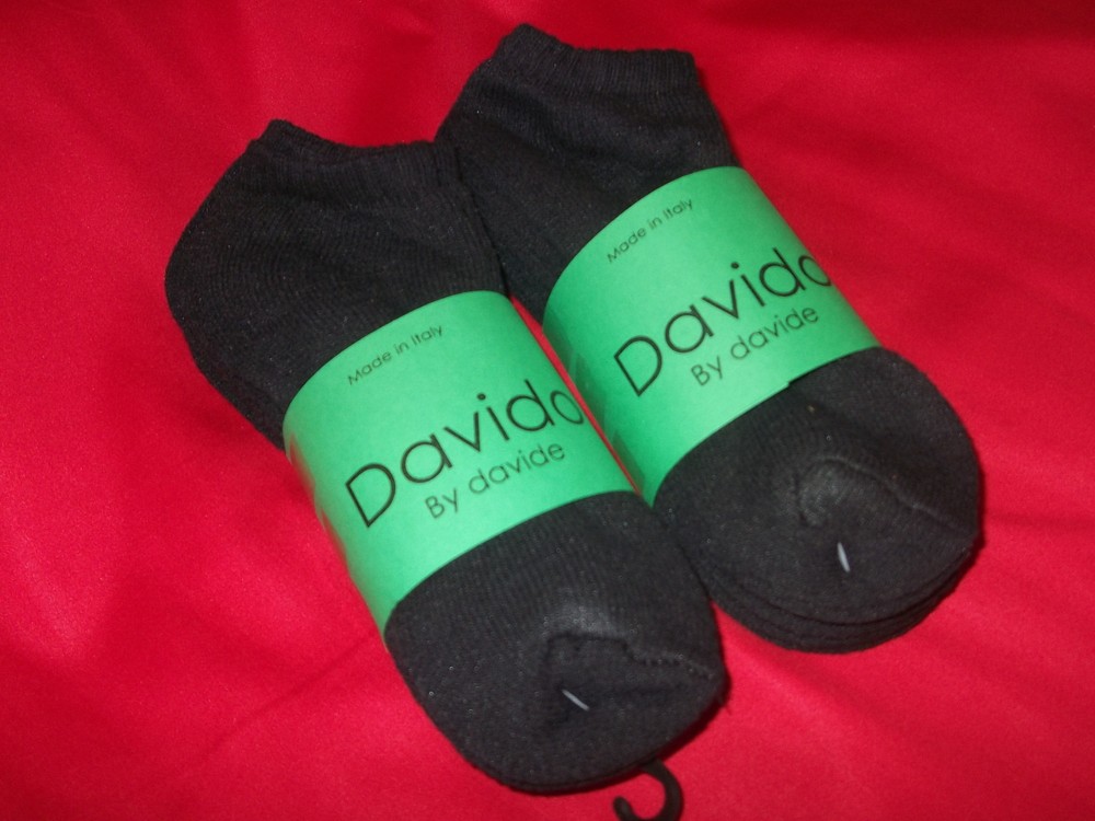 Davido women socks ankle low cut made in Italy 100%cotton 8 pairs black siz 9-11