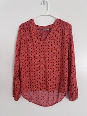 Hinge Womens Orange Peasant Boho Blouse Top Size Small Smocked Back