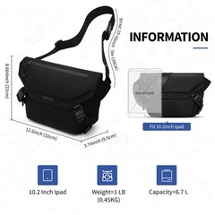 OIWAS Black Messenger Bag Men Crossbody Bag Shoulder Bag 10″ Ipad School Stachel