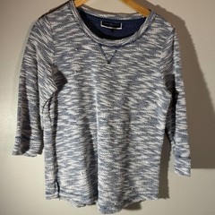 Karen Scott Sport Blue & White Marled Knit 3/4 Sleeve Tunic Sweater | Small