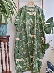 Indian Vintage 100% Cotton Long Beach Maxi Kaftan Dress One Size Caftan Kimono