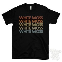 WHITE MOSS REPEATED RETRO STYLE T-SHIRT mens & womens uk place name gift
