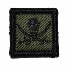 Pirate Jolly Roger Skull Cross Bones – 1×1 Military/ Patch Hook Backing