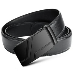 Genuine Leather Men’s Ratchet Belt Automatic Buckle Adjustable Waist Belt