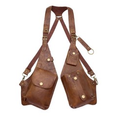 Adjustable Strap PU Leather Hidden Holster Vest Bag Double Shoulder Armpit Bag