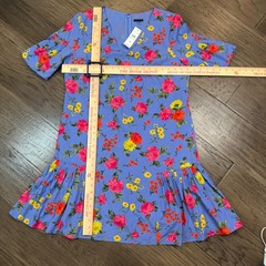 NWT Ann Taylor Floral Flutter Print Shift Dress Sz 12 Ruffle Hem Short Sleeve