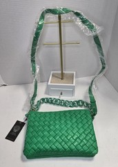Vince Camuto Leather Crossbody purse with Chain Lotus Green Bag NEW (34D)