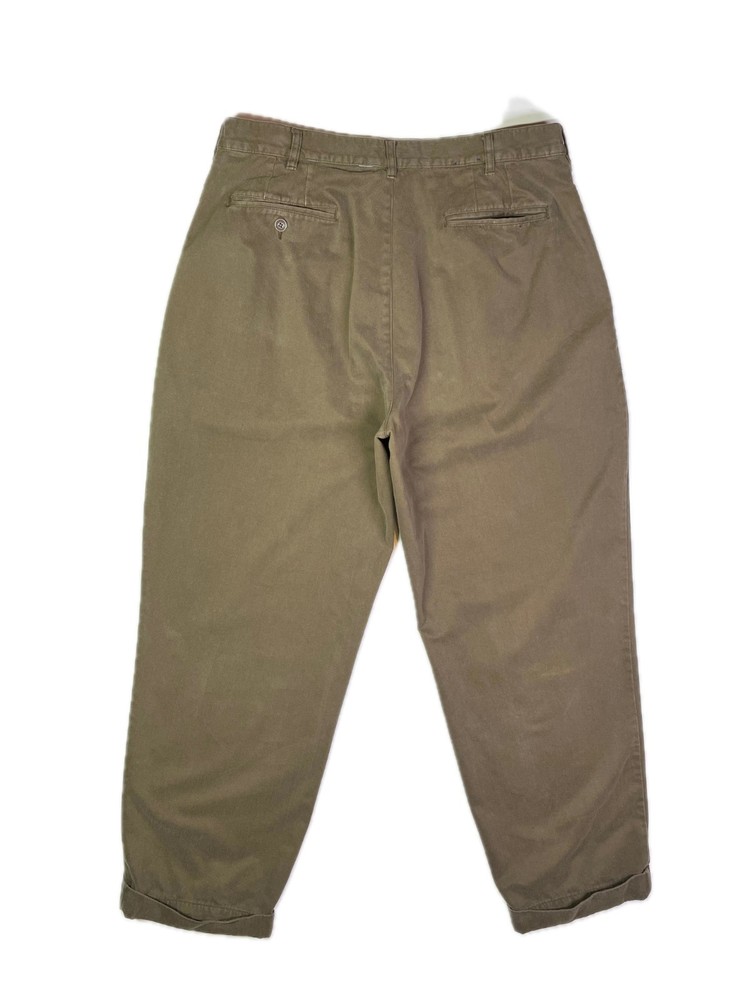 Vintage 90s Chaps Ralph Lauren meas. 35×29.5″ Olive Brown Chino Pants Cuffed