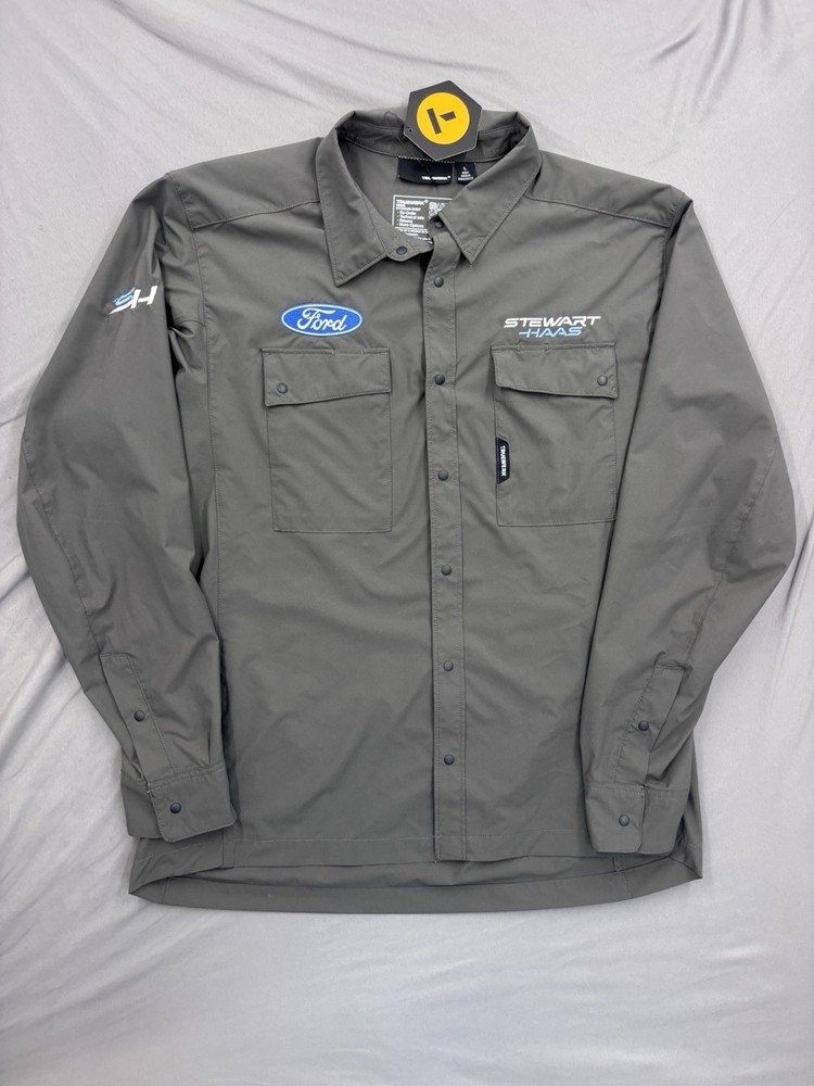 Truewerk Cloud LS Shirt Ford Stewart Haas Racing Large Gray Snap Button NASCAR
