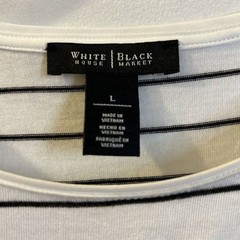 White House Black Market Top black white striped one sleeve Womens size Large