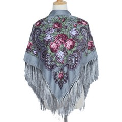 Ethnic Style Shawl Print Square Scarf Cotton Scarf Retro Tassel Shawl Women