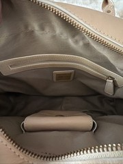 Maxx New York CreamLeather Buckle Front Zipper Closure Gold Hardware
