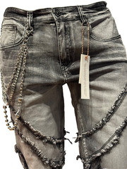 New! Bleeker Bleeker Distressed Pocketed Jeans w edge Blk Wash Stacked Denim