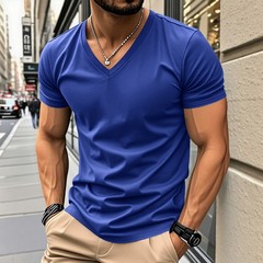 Summer American Style Quick Dry Men V Neck T-Shirt