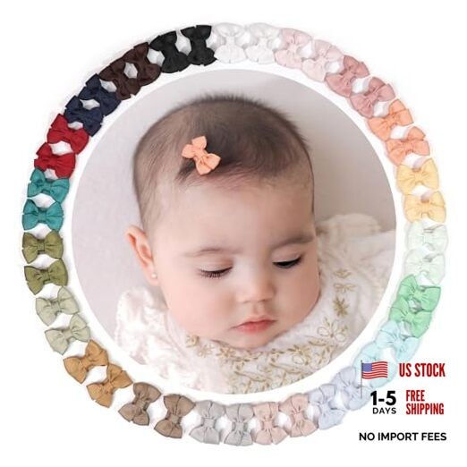 Baby Hair Clips 40 Pieces 20 Colors in Pairs Baby Bows Hair 1.37inch/40pcs