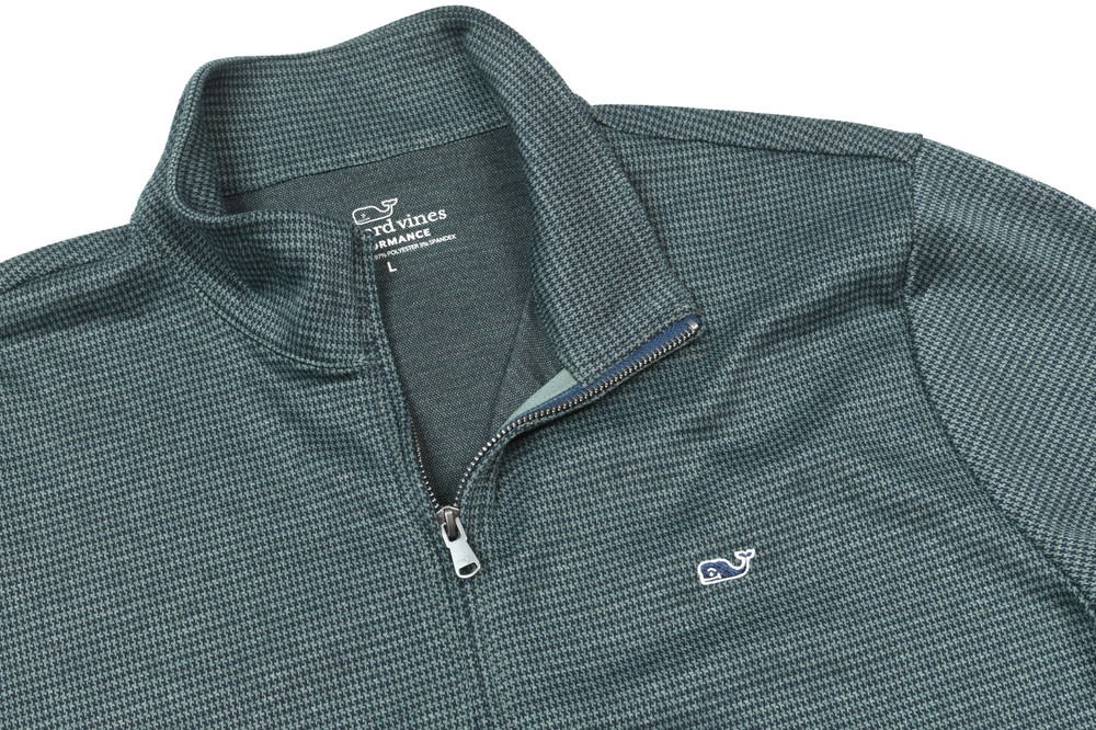 Vineyard Vines Performance 1/4 Zip Pullover Mens Large Green Nailhead Stretch