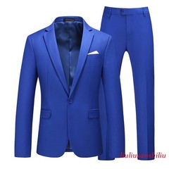 Men’s One Button Formal Suits 2pcs Blazer Jacket Pants Slim Party Grooms Wedding