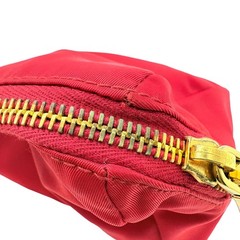 Authentic PRADA Triangle Logo Tessuto Pouch Red Nylon #36638440