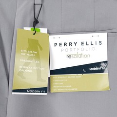 Perry Ellis Mens Modern Fit Dress Pants 34×32 Chiseled Stone Grey Solid Stretch