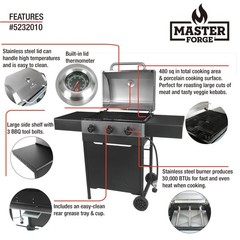Master Forge Medium 480-Sq.In Stainless steel 3 -Burner Liquid Propane Ga|119860