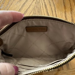 Michael Kors Jet Set Small Brown Wristlet Zip Pouch Wrist Strap Logo Gold