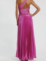 Mac Duggal Fuchsia One-Shoulder Asymmetric Pleated Ruffle Cutout Maxi 4