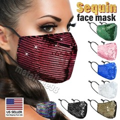 Sequin Glitter Fabric Shiny Fashion Bling Face Mask Washable Reusable USA Seller