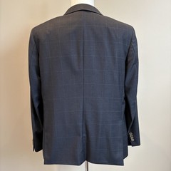 Indochino Wool Sport Coat 44S Navy Windowpane Blazer 2 Button Notch Lapel Modern