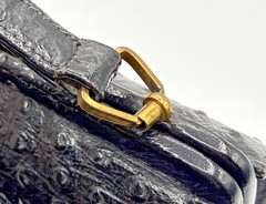 Vintage Mam’selle Originals NY Genuine Ostrich Leather Handbag Gold Hardware