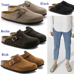 Birkenstock Boston Soft Footbed Taupe/Mocha/Black/Mink Clog Suede Leather Shoes
