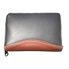 DEREK ALEXANDER Small Black/Brown Accordion-Style Wallet Credit Cards, ID Card