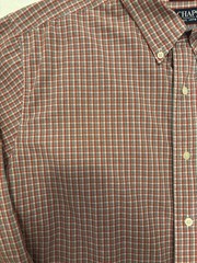 Chaps Shirt Mens XL Cotton Blue Red Plaid Long Sleeve Button Down Easy Care