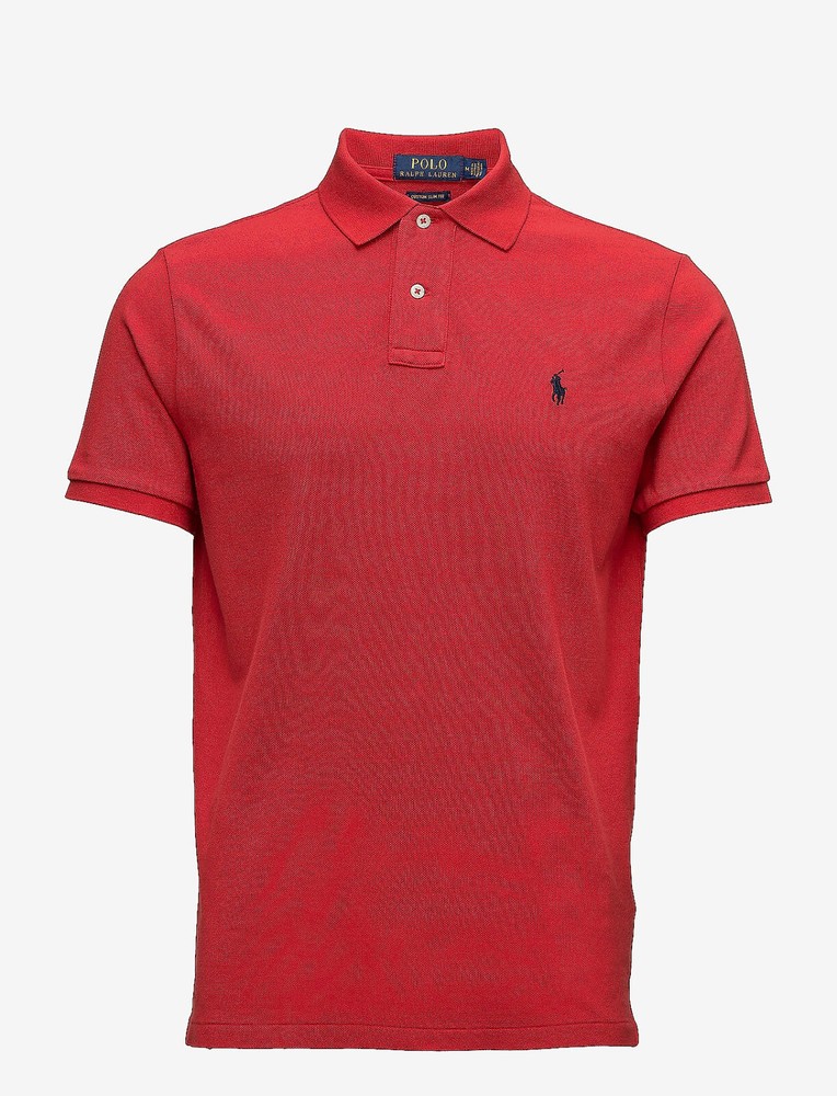 Polo Ralph Lauren Mens Custom Slim Fit Short Sleeve Polo Shirt in Red Sz XL