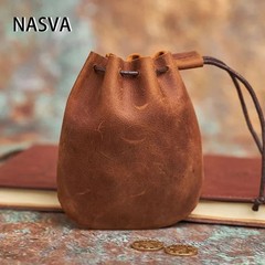 Leather Wallet Coin Pouch Case Drawstring String Bag Small Purse For Men Women