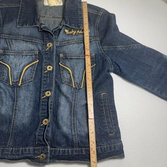 Vintage Y2K Baby Phat Women’s Blue Jean Jacket Gold Embroidered Cat Logo Size M